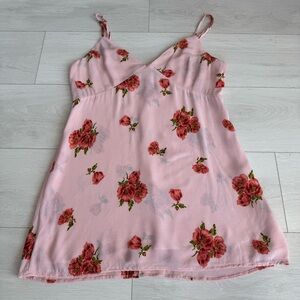 Reformation Lumina Dress Adjustable Spaghetti Straps Pink Floral Lrg